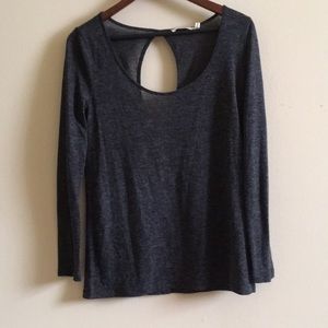 Anthro Pilcro Long Sleeve Gray T Keyhole Back S